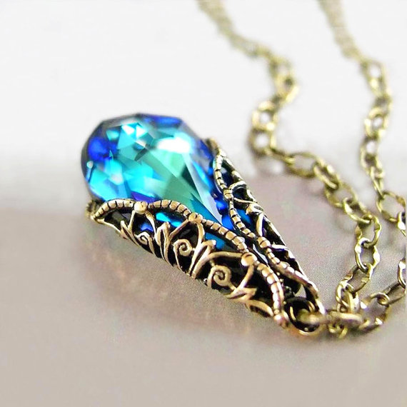 Blue crystal deals pendant necklace